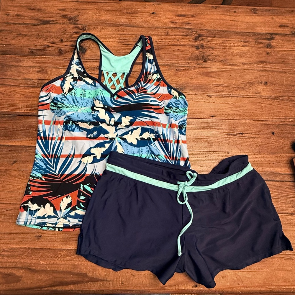 U16 - ZeroXposur Tropical Print Swim Tankini Set